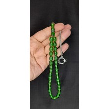 Anemore Collection Çubuk Kehribar Tesbih Yeşil Renk Kapsül Kesim T-400