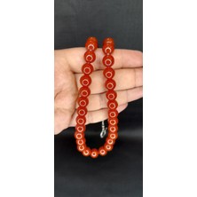 Anemore Collection Çubuk Kehribar Tesbih Küre Kesim Kahverengi Renkli T-406