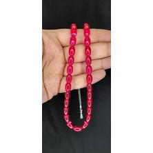Anemore Collection ATEŞ KEHRİBAR TESBİH PEMBE RENK KAPSÜL KESİM T-378