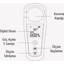 Ayt Sunup Brix Refraktometre Dijital Hassas Saflık Ölçüm Cihazı Şeker Bal Şarap Meyve Yoğunluk Ölçer