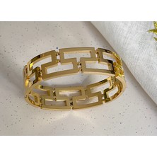 Ata Bijuteri Çelik Bruno Çelik Kelepçe Bileklik Gold Design