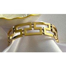 Ata Bijuteri Çelik Bruno Çelik Kelepçe Bileklik Gold Design