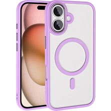 Cupcase Apple iPhone 16 Kılıf Wireless Şarj Özellikli Zore Krom Magsafe Silikon Kapak-Pembe