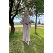 Sayra Shawl Kadın Bej Şallı Ferace SYR006
