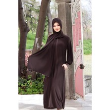 Sayra Shawl Kadın Kahverengi Şallı Ferace SYR006