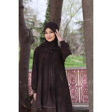 Sayra Shawl Kadın Kahverengi Şallı Ferace SYR006