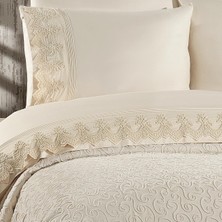 Nazik Home Tual Işlemeli Çift Kişilik 7 Parça Nevresim + Pike Set