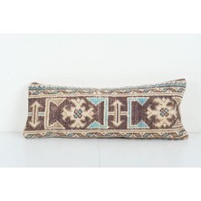 Etnik Bulvar Kahverengi Renkli Geometrik El Dokuma Kilim Kırlent Kılıf (Içliksizdir) 27 x 70 cm