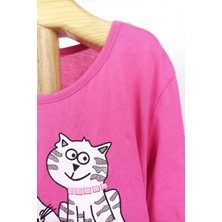 Bubuş Kids Pembe Kedi Baskılı Sweat