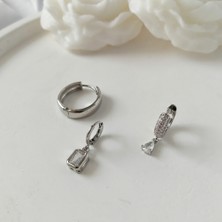 Kilig Jewelry Kadın Çelik Silver Çoklu 3'lü  Küpe