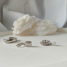 Kilig Jewelry Kadın Çelik Silver Çoklu 3'lü  Küpe