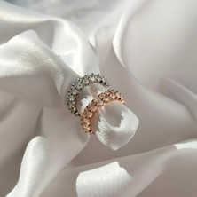 Kilig Jewelry Kadın Vip Çelik Gold-Silver Oval Taş Tamtur Ayarlanabilir Yüzük