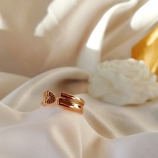 Kilig Jewelry Kadın Çelik Gold Kelebek Kalp Detay Ayarlanabilir Yüzük