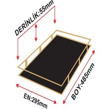 Xsay Galaxy Dikdörtgen Gold Metal Cam Tepsi GLX-500 Gold-3