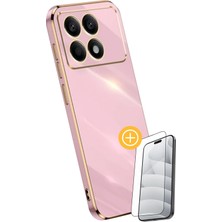 Denza Case Xiaomi Poco X6 Pro Kılıf Parlak Kamera Çıkıntılı Silikon Kılıf - Pembe + Ekran Koruyucu