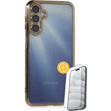 Denza Case Samsung Galaxy A15 Kılıf Kenarları Renkli Kamera Çıkıntılı Kapak - Gold + Ekran Koruyucu