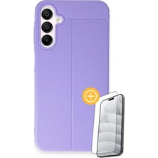 Denza Case Samsung Galaxy A15 Kılıf Deri Görünümlü Premium Kapak - Lila + Ekran Koruyucu