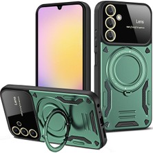 Denza Case Samsung Galaxy A55 Kılıf Lens Korumalı Yüzüklü Armor Kapak - Koyu Yeşil + Ekran Koruyucu