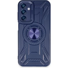 Denza Case Samsung Galaxy A35 Kılıf Zırh Görünümlü Silikon Kapak - Lacivert + Ekran Koruyucu