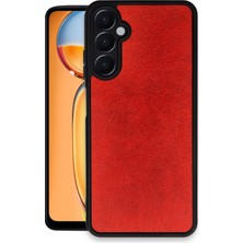 Denza Case Samsung Galaxy A55 Kılıf Kenarları Silikon Arkası Deri Kapak - Kırmızı + Ekran Koruyucu