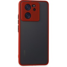 Denza Case Xiaomi Mi 13T Pro Kılıf Kenarları Renkli Mat Kapak - Kırmızı + Ekran Koruyucu