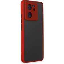 Denza Case Xiaomi Mi 13T Pro Kılıf Kenarları Renkli Mat Kapak - Kırmızı + Ekran Koruyucu