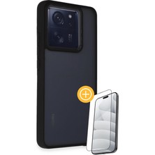 Denza Case Xiaomi Mi 13T Pro Kılıf Kenarları Renkli Çıkıntılı Kapak - Siyah + Ekran Koruyucu