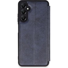 Denza Case Samsung Galaxy A55 Kılıf Içi Süet Kartvizitli Standlı Kapak - Lacivert + Ekran Koruyucu