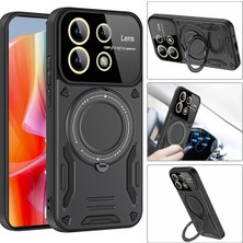 Denza Case Xiaomi Redmi Note 13 Pro 5g Kılıf Lens Korumalı Yüzüklü Armor Kapak - Kırmızı + Ekran Koruyucu