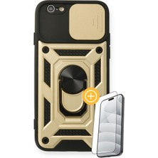 Denza Case Apple iPhone 6 Kılıf Kamera Korumalı Zırhlı Kapak - Gold + Ekran Koruyucu