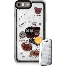 Denza Case Apple iPhone 8 Kılıf Lovely Renkli Kapak - Sarı + Ekran Koruyucu