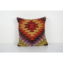 Etnik Bulvar Geometrik Desenli El Dokuma Kilim Kırlent Kılıf