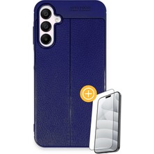 Denza Case Samsung Galaxy A35 Kılıf Deri Görünümlü Premium Kapak - Lacivert + Ekran Koruyucu