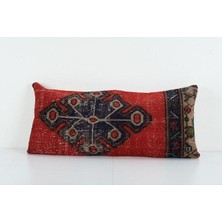 Etnik Bulvar Kırmızı Renkli Geometrik El Dokuma Kilim Kırlent Kılıf 40 x 85 cm
