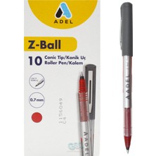 Adel Z Ball Roller Kalem 0.7 mm Kırmızı 10 Adet