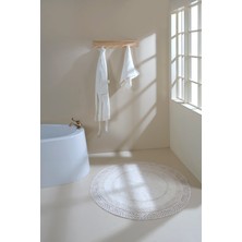 Moon Yuvarlak Banyo Paspası %100 Pamuk 120x120 Ekru