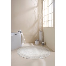 Moon Yuvarlak Banyo Paspası %100 Pamuk 120x120 Ekru