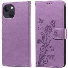 Manyi Mall IPhone 14 Deri Çiçek Flip Kart Yuvaları Için Flip Case (Yurt Dışından)