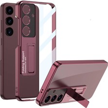 Techno Guru Samsung Galaxy S24 Plus Kılıf Kamera Korumalı Şeffaf Tasarımlı Zore  Standlı Kapak