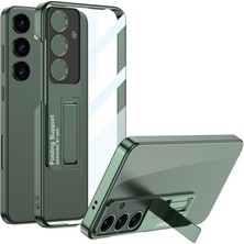 Techno Guru Samsung Galaxy S24 Plus Kılıf Kamera Korumalı Şeffaf Tasarımlı Zore  Standlı Kapak