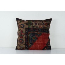 Etnik Bulvar Kahverengi Renkli Geometrik El Dokuma Kilim Kırlent Kılıf 70 x 70 cm