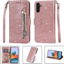 Colorful Shop Samsung Galaxy A54 5g Için Fermuarlı Cebi Durumda Glitter Cüzdan Kılıf Bilek (Yurt Dışından)