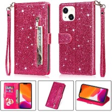 Colorful Shop IPhone 13 Mini Manyetik Kapatma Glitter Cüzdan Pu Için Fermuarlı Cebi Durumda (Yurt Dışından)