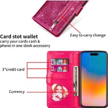 Colorful Shop IPhone 15 Için Fermuar Cep Durumda Manyetik Kapatma Pu Deri Bilek Kayışı (Yurt Dışından)