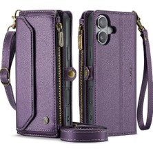 Colorful Shop IPhone 16 Için Crossbody Durumda Fermuar Faturaları Yuvası Rfıd Engelleme Cüzdan Kılıf (Yurt Dışından)