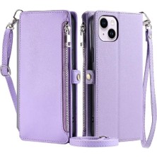 Colorful Shop IPhone 14 Için Crossbody Durumda Rfıd Engelleme Uzun Kordon Fermuar Faturaları Yuvası (Yurt Dışından)