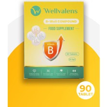 Wellvalens B-Well Compound – Enerji ve Sinir Sistemi Desteği | B1, B2, B3 ve B6 Vitamin Kompleksi | 90 Tablet