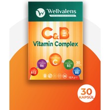 Wellvalens C & B Vitamin Kompleksi – Enerjinizi Canlandıran Güçlü Vitamin Formülü | 30 Kapsül (Vitamin C,B1,B2,B3,B5,B6,B7,B9,B12)