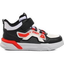 Pepino 1726-F Siyah-Beyaz-Kırmızı Unisex Çocuk Bilek Boy Sneaker