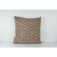 Etnik Bulvar Kahverengi Renkli Geometrik El Dokuma Kilim Kırlent Kılıf 85 x 85 cm